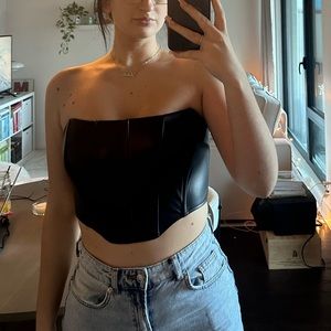Cropped pleather corset